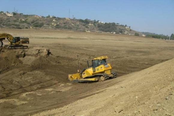 Bulldozer working i construction area